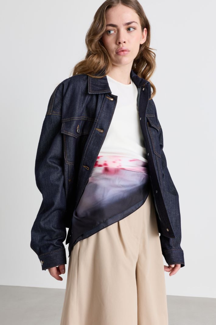 Silk twill scarf - PINK BLUE - Intrend - 2