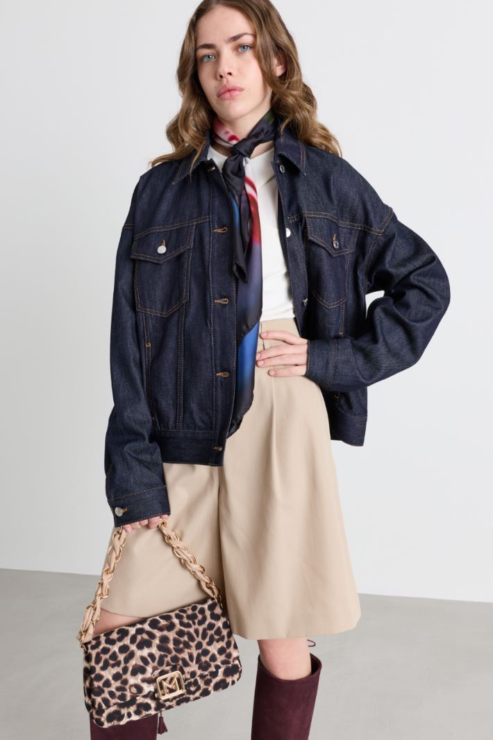 Silk twill scarf - PINK BLUE - Intrend