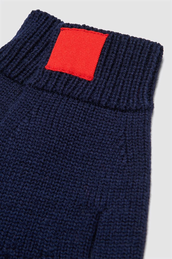 Guanti in misto lana con patch  - BLU - Intrend - 2
