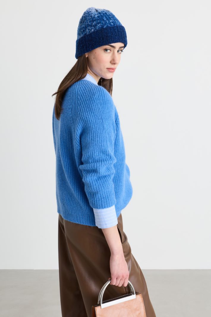Bonnet en maille douce - BLEU - Intrend - 2