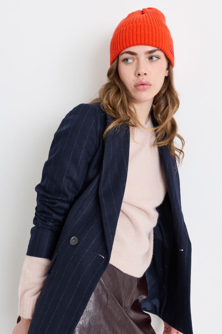 English Rib Beanie - ORANGE - Intrend