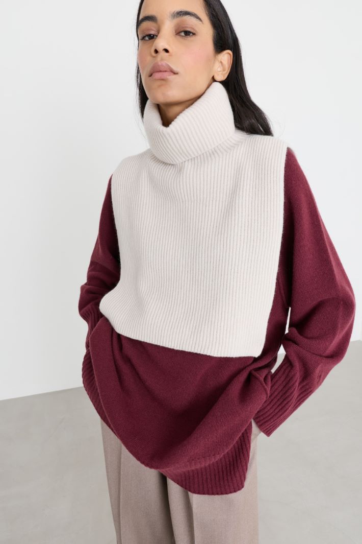Wool and Cashmere Roll-Neck Dickey - WHITE - Intrend