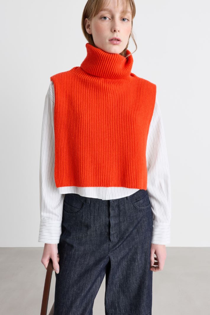 Wool and Cashmere Roll-Neck Dickey - ORANGE - Intrend - 2