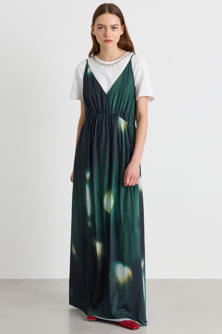 Flowing Jersey Maxi Dress - GREEN - Intrend - 2