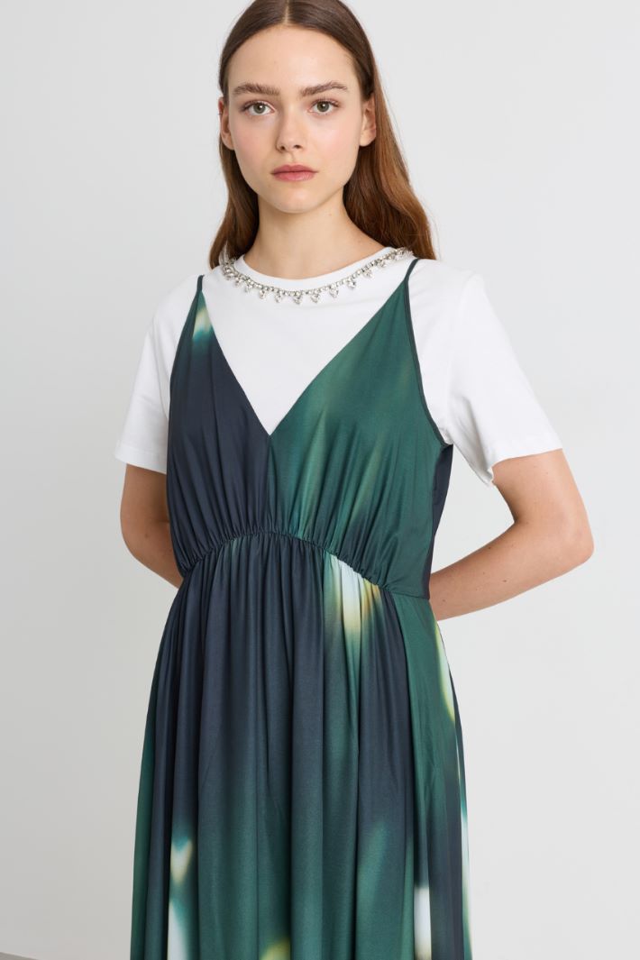 Flowing Jersey Maxi Dress - GREEN - Intrend - 3
