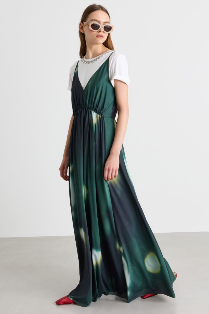 Flowing Jersey Maxi Dress - GREEN - Intrend