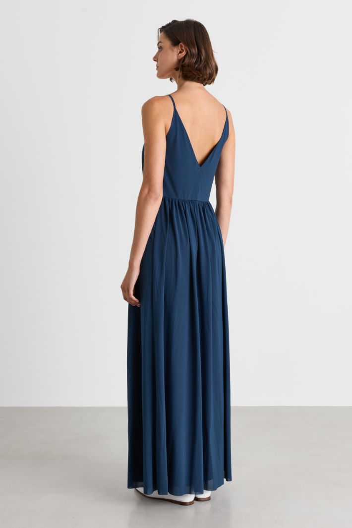 Flowing Jersey Maxi Dress - BLUE - Intrend - 4