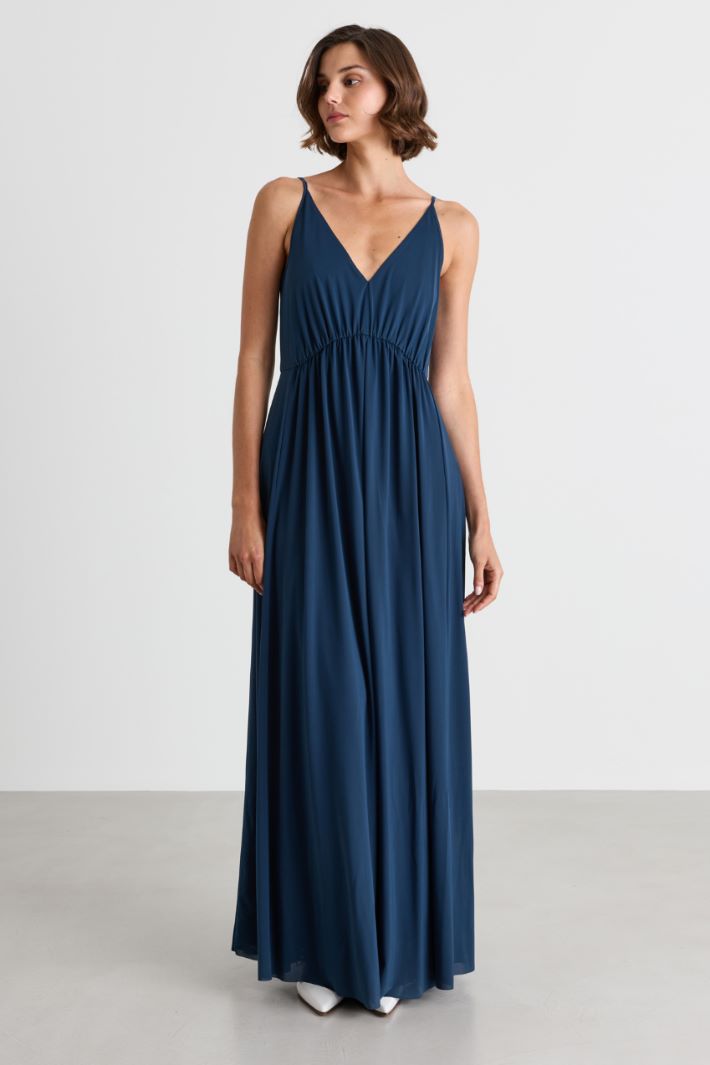 Flowing Jersey Maxi Dress - BLUE - Intrend - 2