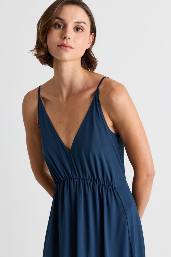 Flowing Jersey Maxi Dress - BLUE - Intrend - 3