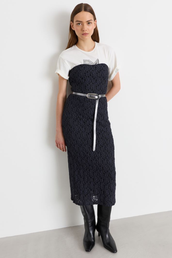 Cloqué lace dress - BLACK - Intrend - 2