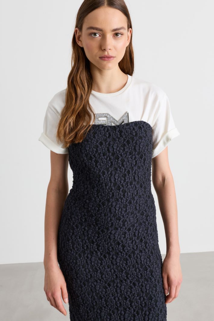 Cloqué lace dress - BLACK - Intrend - 3