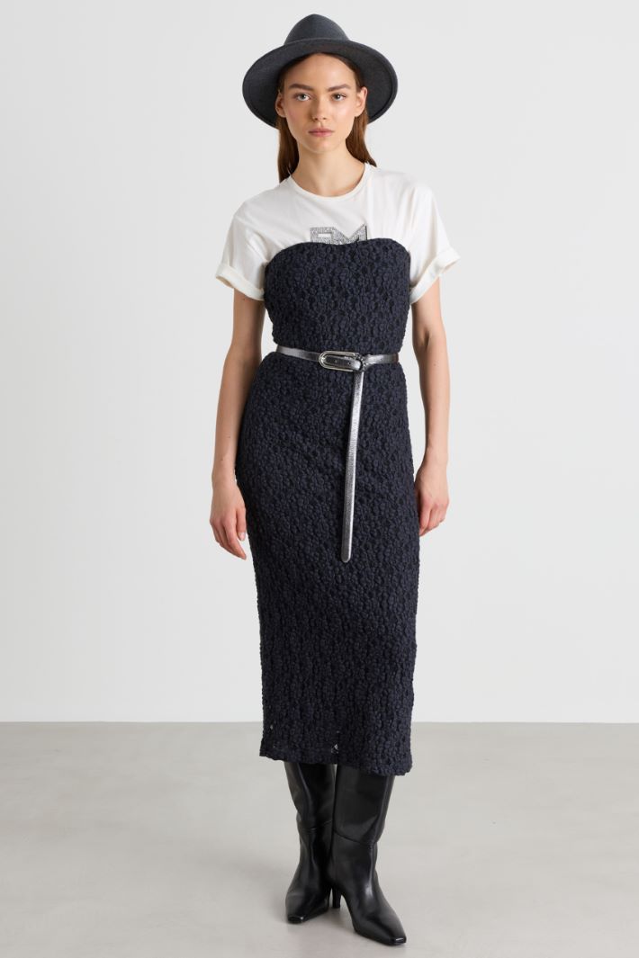 Cloqué lace dress - BLACK - Intrend