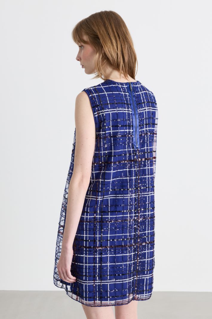 Embroidered tulle dress - BLUE BLACK WHITE - Intrend - 4
