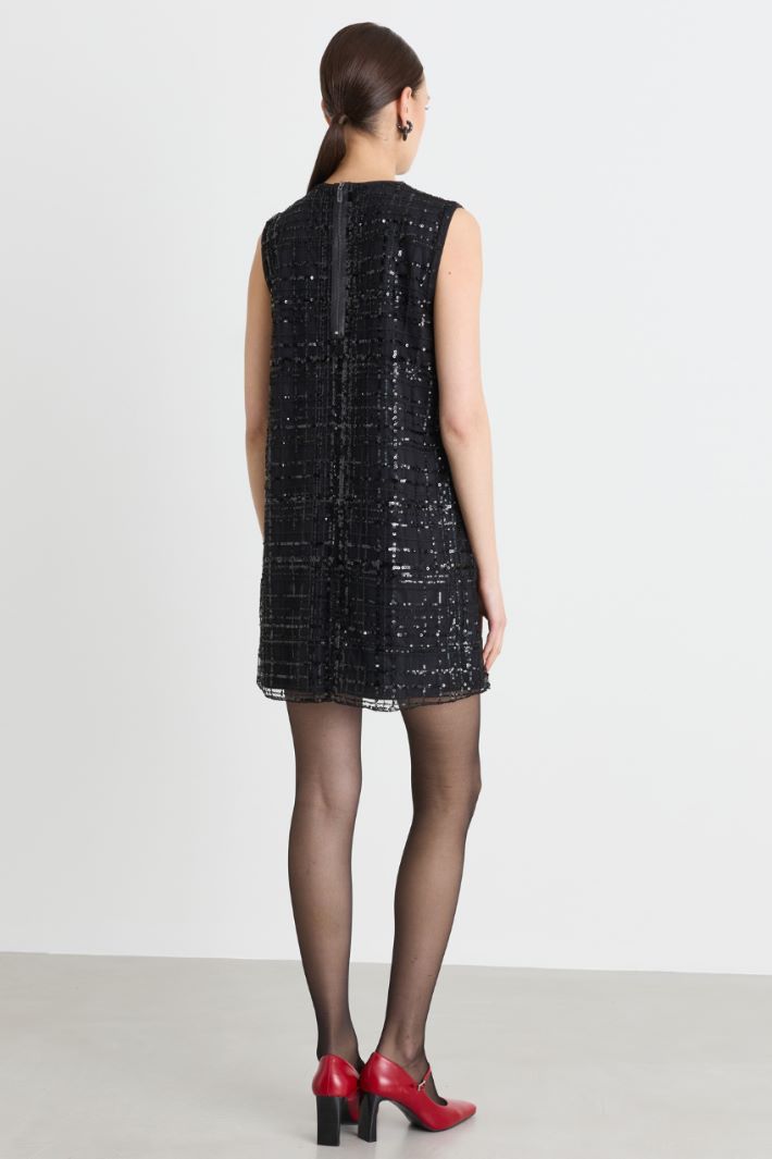 Embroidered tulle dress - BLACK - Intrend - 4