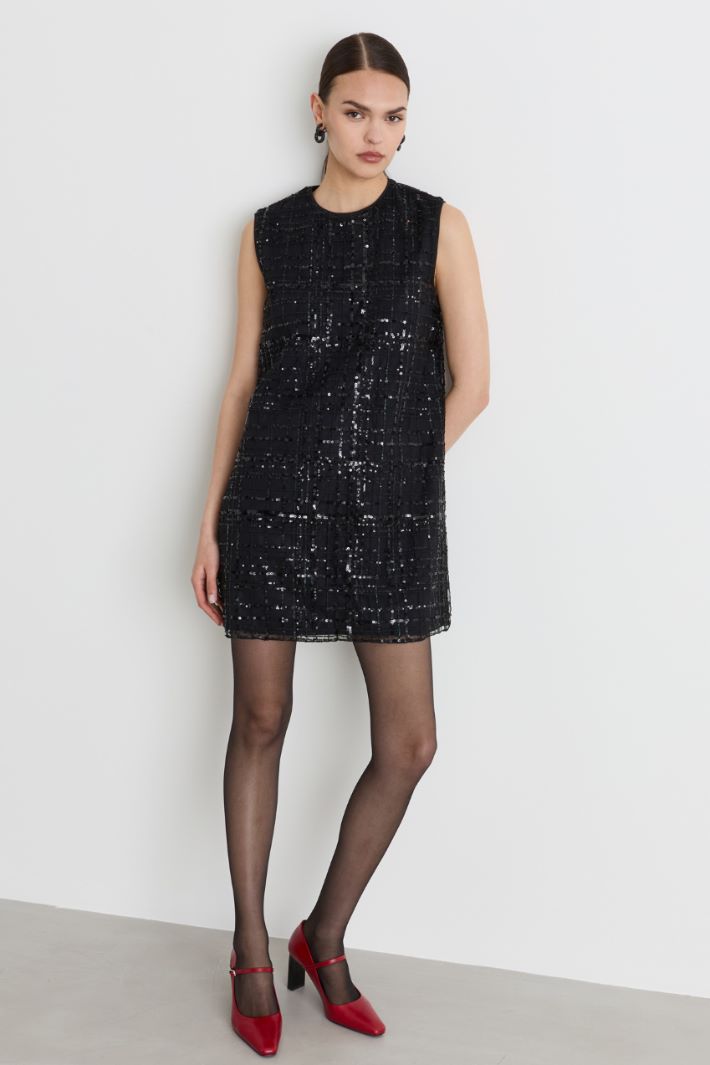 Embroidered tulle dress - BLACK - Intrend - 2