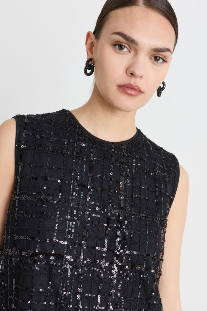 Embroidered tulle dress - BLACK - Intrend - 3
