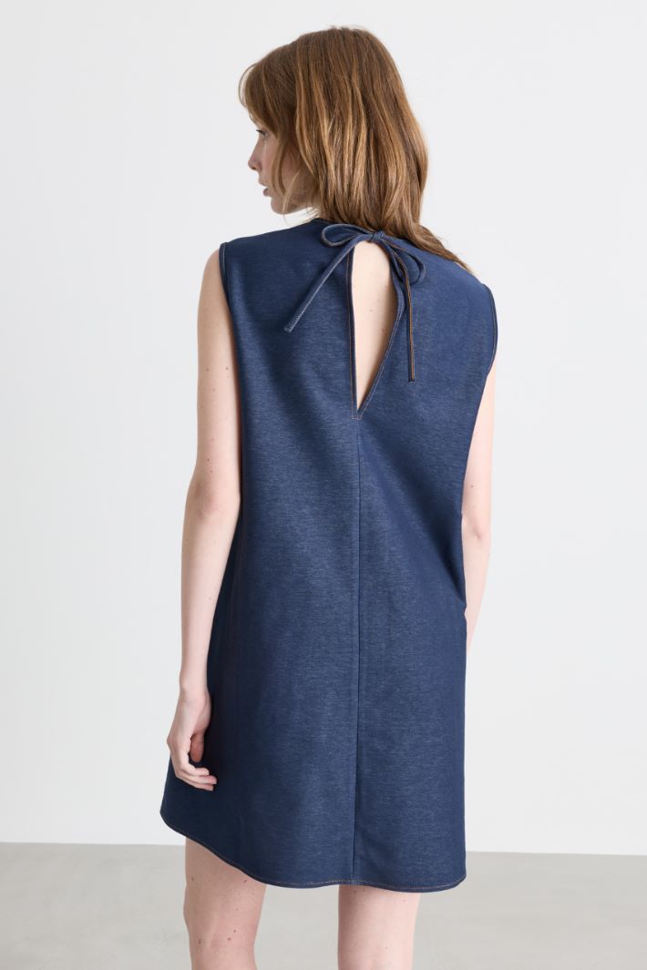 Denim-effect jersey dress - BLUE - Intrend - 4