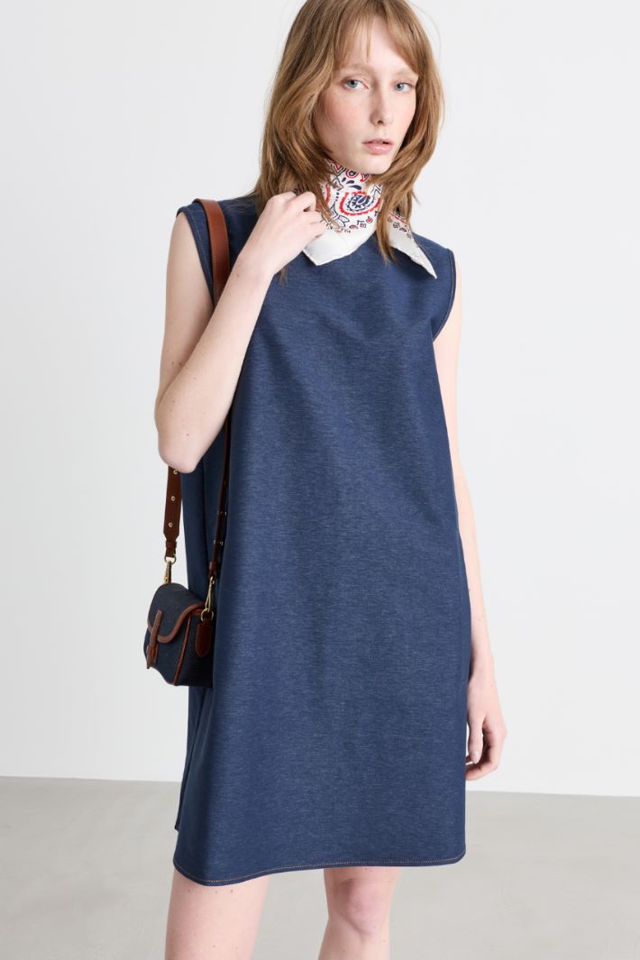 Denim-effect jersey dress - BLUE - Intrend - 2