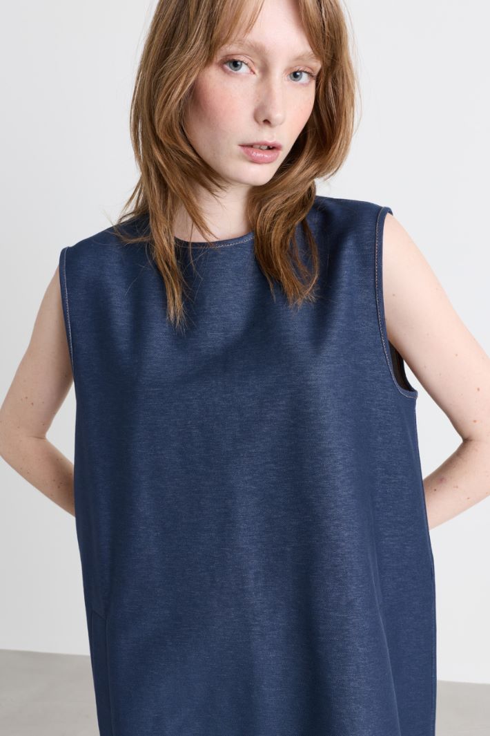 Denim-effect jersey dress - BLUE - Intrend - 3
