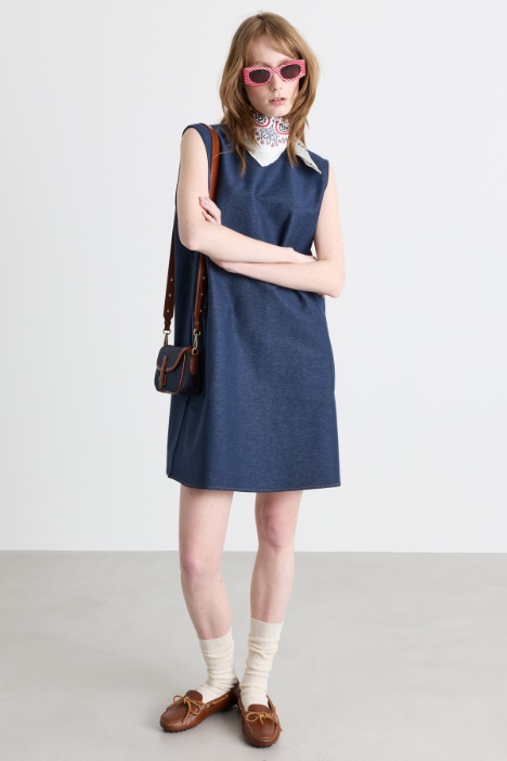 Denim-effect jersey dress - Intrend