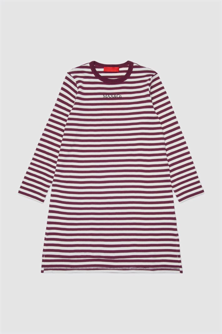 Abito corto in jersey - BORDEAUX BIANCO - Intrend
