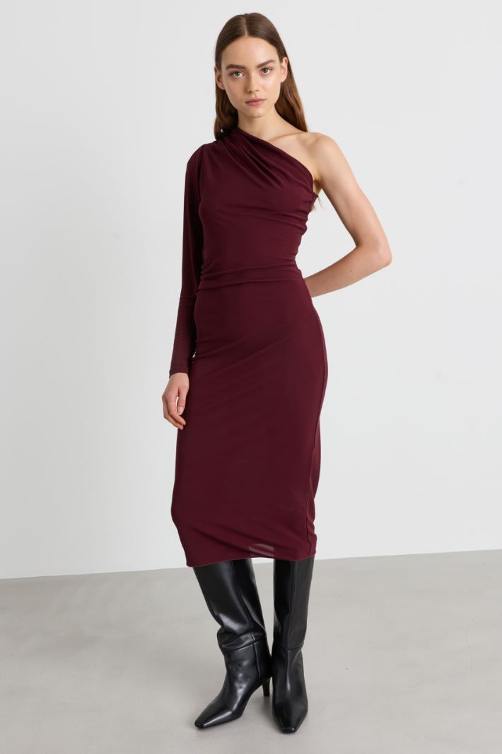 One-shoulder jersey dress - BORDEAUX - Intrend - 2