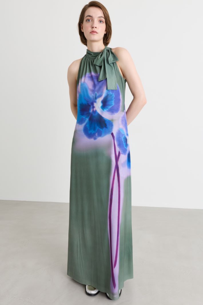 Abito in jersey con maxi fiori - VERDE - Intrend - 2