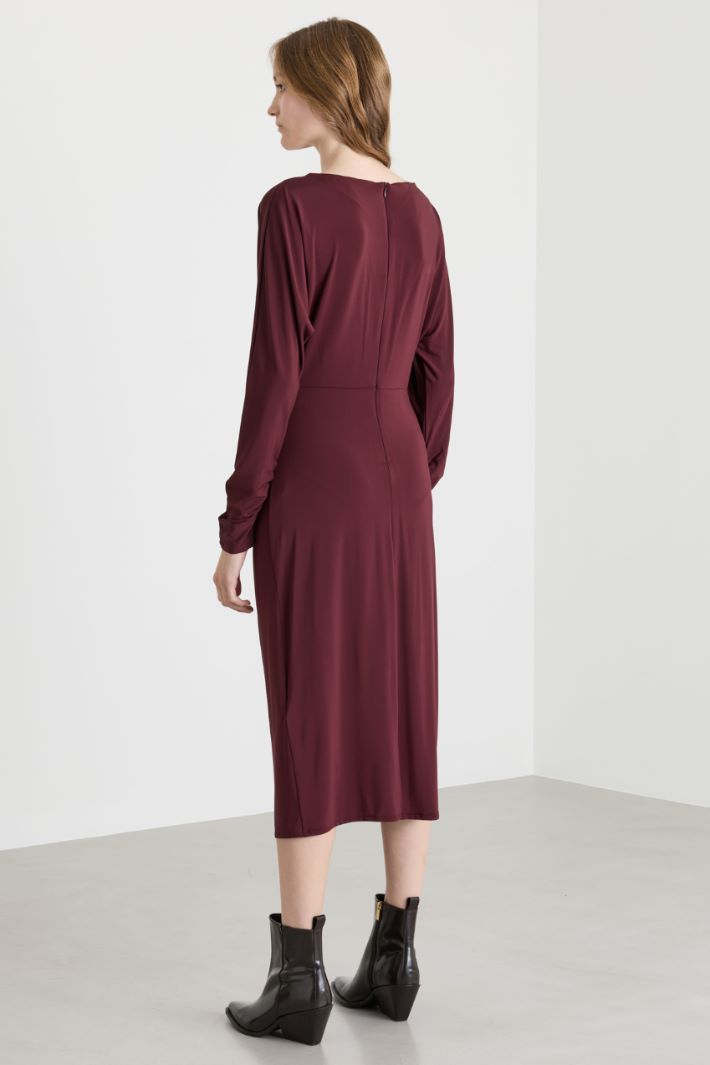 Ruched midi dress - BORDEAUX - Intrend - 4