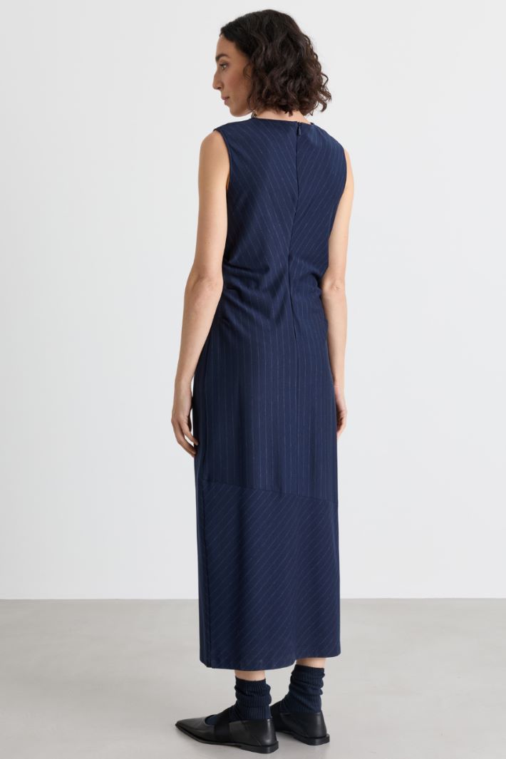 Vestido de raya diplomática sin mangas - AZUL - Intrend - 4