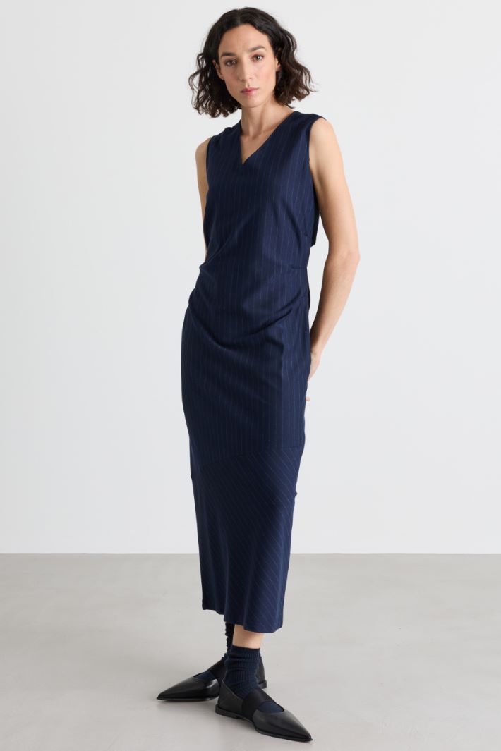 Vestido de raya diplomática sin mangas - AZUL - Intrend - 2