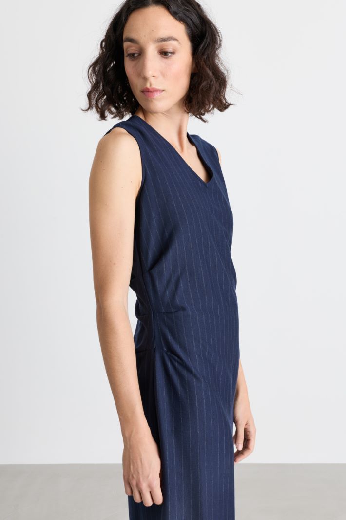 Vestido de raya diplomática sin mangas - AZUL - Intrend - 3