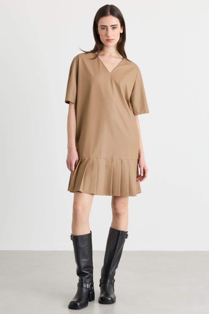 Pleated-flounce dress - CAMEL - Intrend - 2