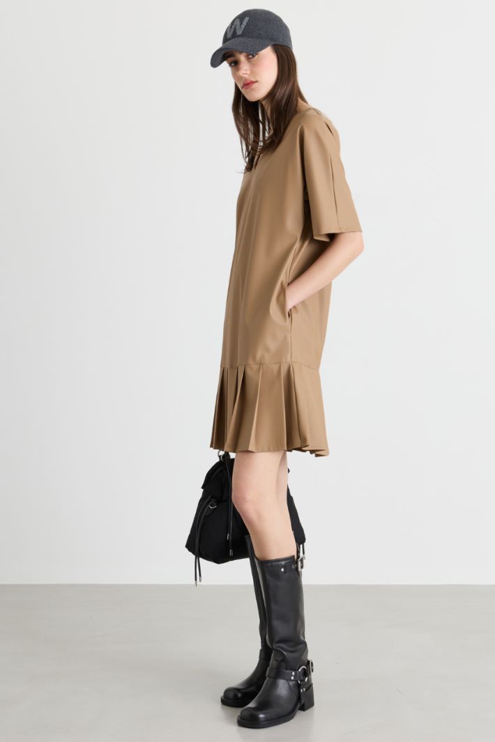 Pleated-flounce dress - CAMEL - Intrend