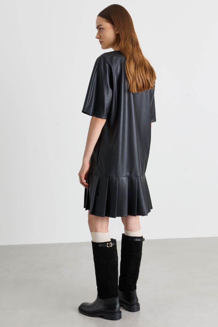 Pleated-flounce dress - BLACK - Intrend - 4