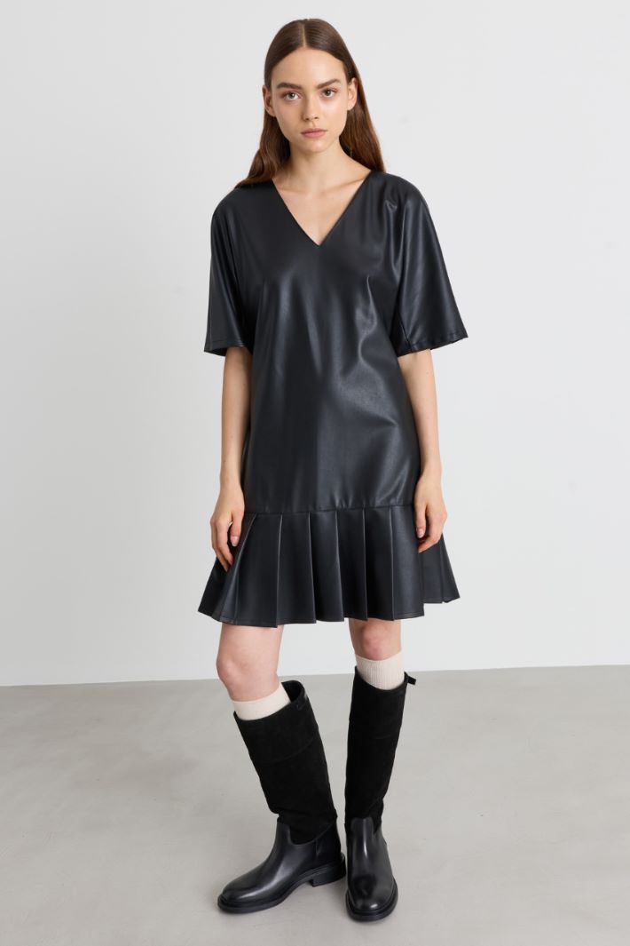 Pleated-flounce dress - BLACK - Intrend - 2