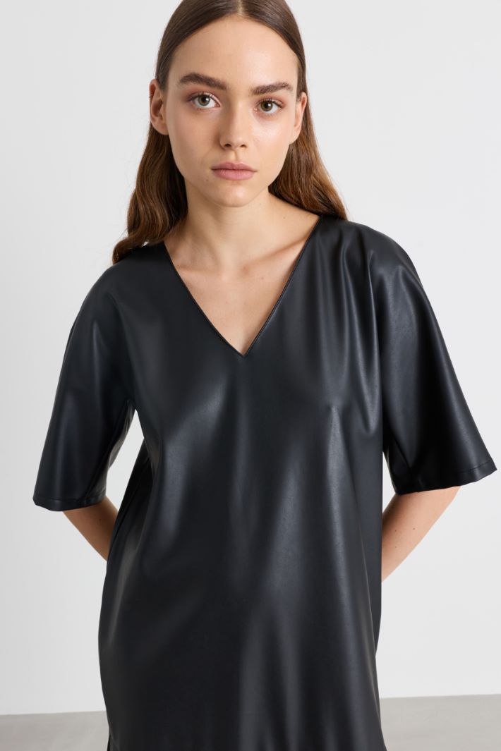 Pleated-flounce dress - BLACK - Intrend - 3