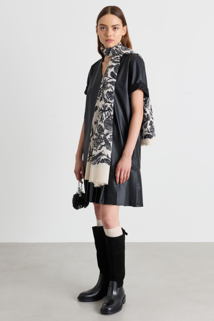 Pleated-flounce dress - BLACK - Intrend