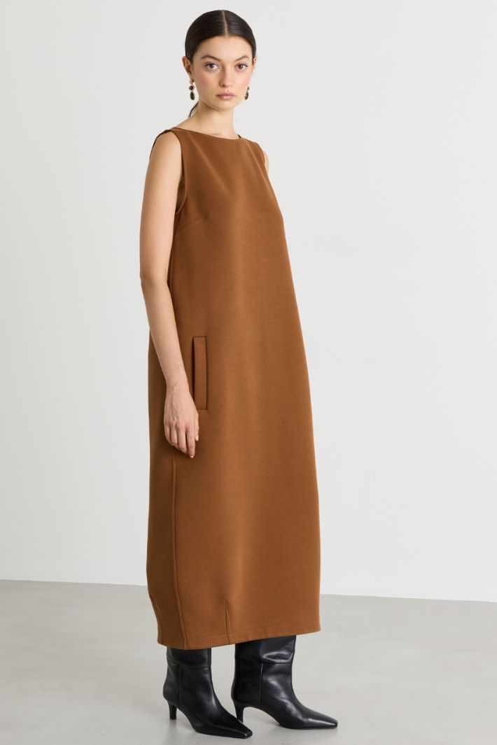 Sleeveless cocoon dress - BROWN - Intrend - 2