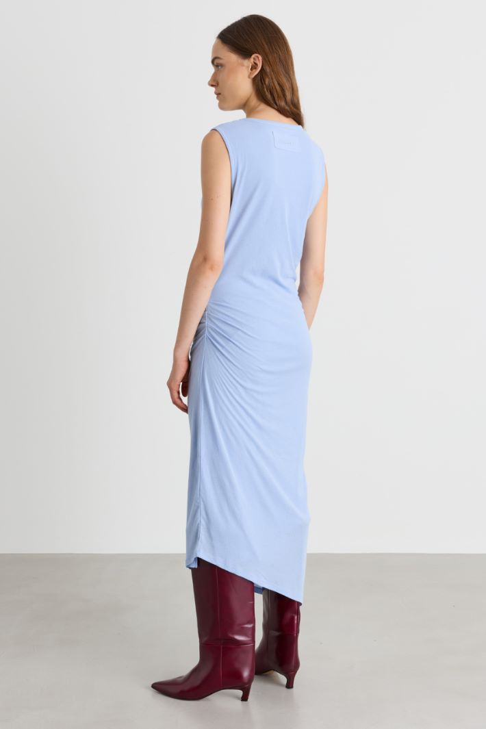 Asymmetric jersey dress - LIGHT BLUE - Intrend - 4