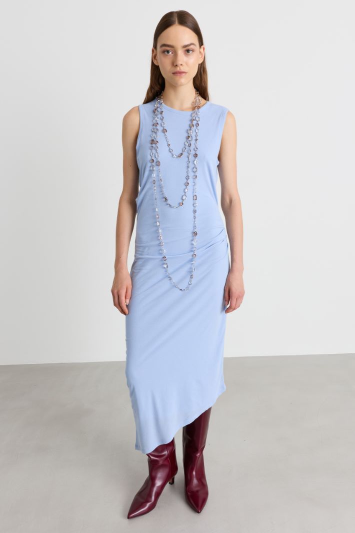 Asymmetric jersey dress - LIGHT BLUE - Intrend - 2