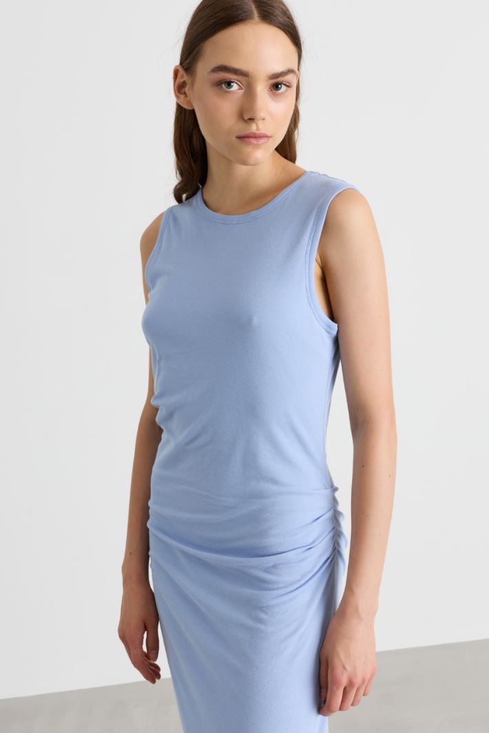 Asymmetric jersey dress - LIGHT BLUE - Intrend - 3
