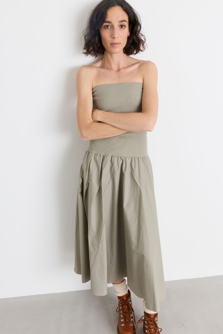 2-in-1 jersey and poplin dress - GREEN - Intrend - 3