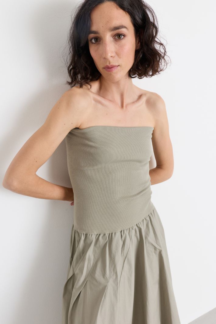 2-in-1 jersey and poplin dress - GREEN - Intrend - 4