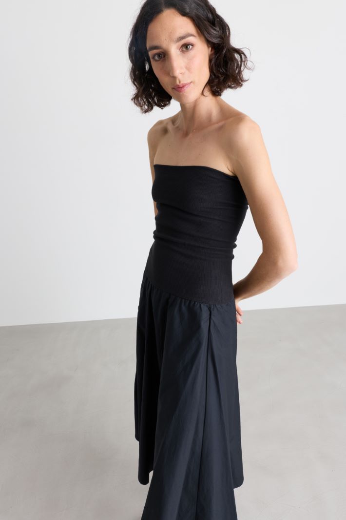 2-in-1 jersey and poplin dress - BLACK - Intrend - 3