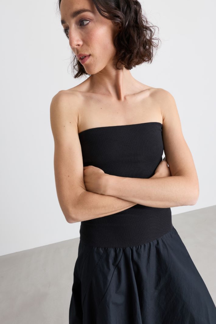 2-in-1 jersey and poplin dress - BLACK - Intrend - 4