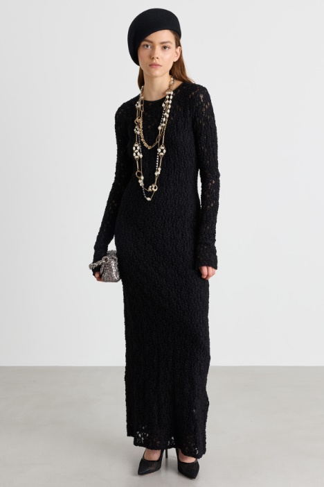 Slim-fit cloqué lace dress - Intrend