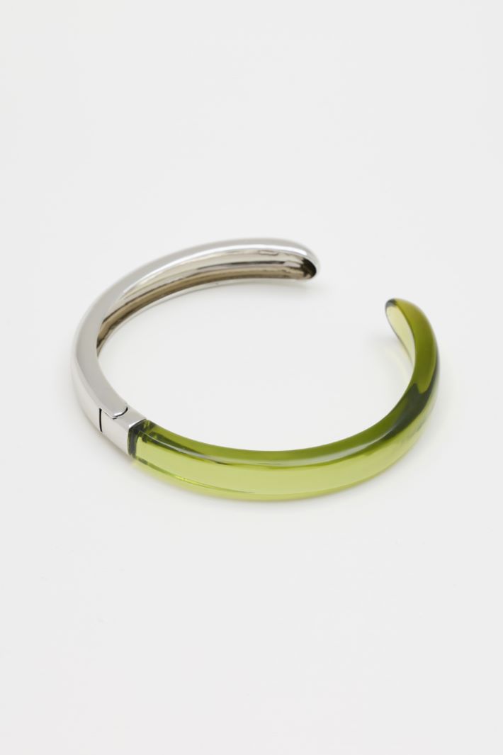 Gargantilla de metal y plexiglás - PLATA VERDE - Intrend - 2