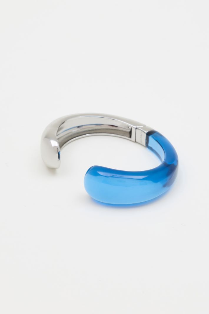 Metal and Plexiglass Bangle - SILVER BLUE - Intrend - 2