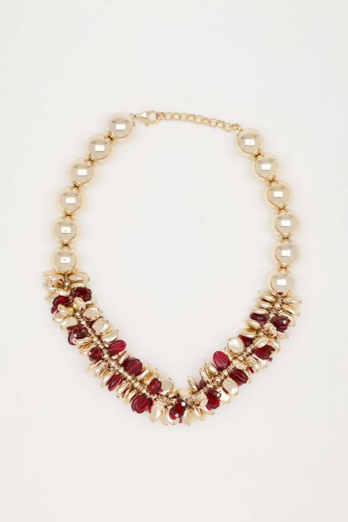 Metal and resin necklace - GOLD RED - Intrend