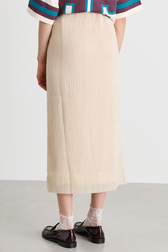 Plissé Jersey Column Skirt - WHITE - Intrend - 4